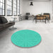 Round Machine Washable Transitional Light Sea Green Rug in a Office, wshpat885
