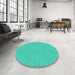 Round Patterned Light Sea Green Novelty Rug in a Office, pat885