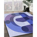 Machine Washable Transitional Sapphire Blue Rug in a Family Room, wshpat886blu