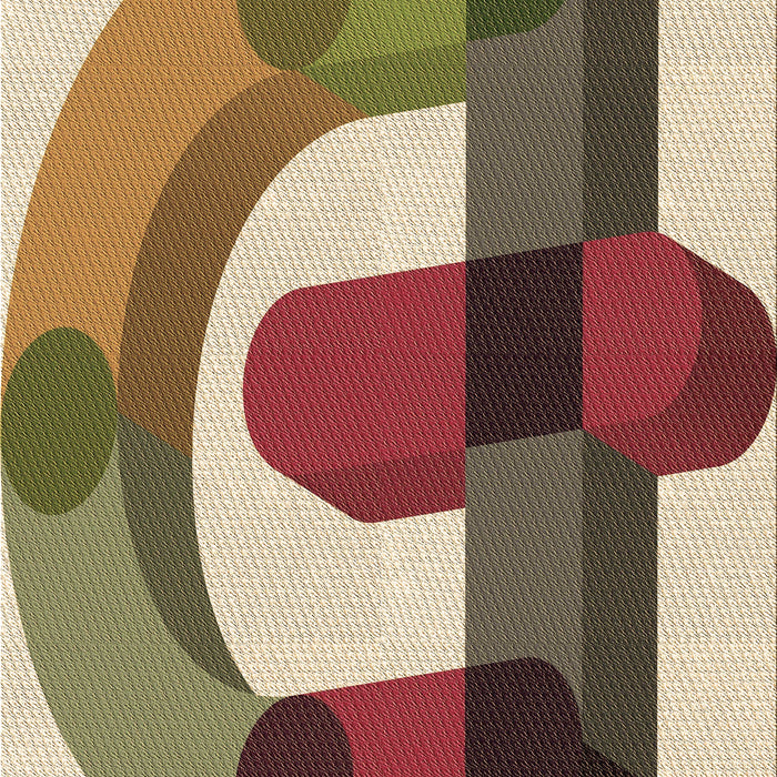 Patterned Ginger Brown Green Rug, pat886brn