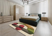 Patterned Ginger Brown Green Rug in a Bedroom, pat886brn