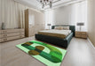 Patterned Jade Green Rug in a Bedroom, pat886grn