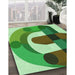 Machine Washable Transitional Jade Green Rug in a Family Room, wshpat886grn