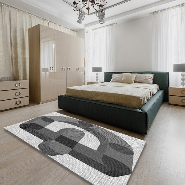 Patterned Silver Gray Rug in a Bedroom, pat886gry