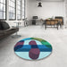 Round Patterned Blue Rug in a Office, pat886lblu