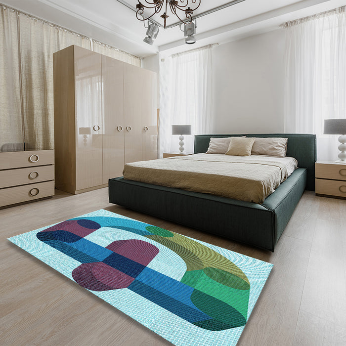 Patterned Blue Rug in a Bedroom, pat886lblu