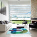 Square Patterned Blue Rug in a Living Room, pat886lblu