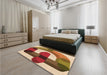 Patterned Tomato Red Rug in a Bedroom, pat886org