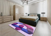 Patterned Dark Orchid Purple Rug in a Bedroom, pat886pur