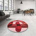 Round Patterned Red Rug in a Office, pat886rd