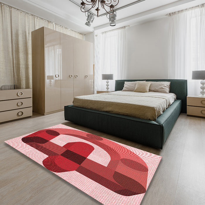 Patterned Red Rug in a Bedroom, pat886rd