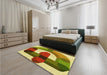 Patterned Saddle Brown Rug in a Bedroom, pat886yw