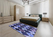 Patterned Blue Rug in a Bedroom, pat887blu