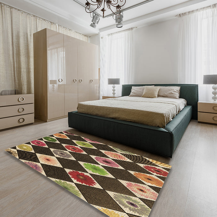 Patterned Peru Brown Rug in a Bedroom, pat887brn