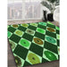 Patterned Dark Forest Green Rug in Family Room, pat887grn