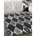 Patterned Charcoal Black Rug in Family Room, pat887gry