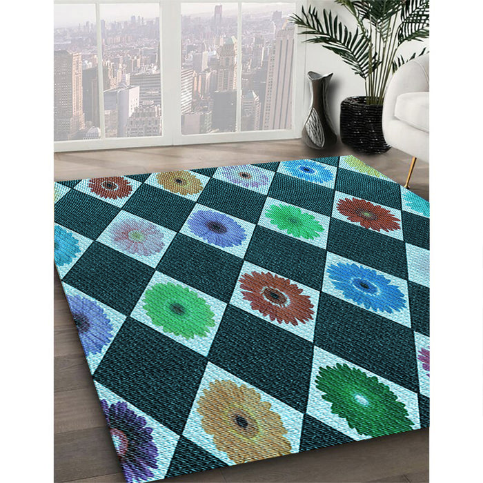 Machine Washable Transitional Deep-Sea Blue Rug in a Family Room, wshpat887lblu
