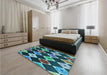 Patterned Deep-Sea Blue Rug in a Bedroom, pat887lblu