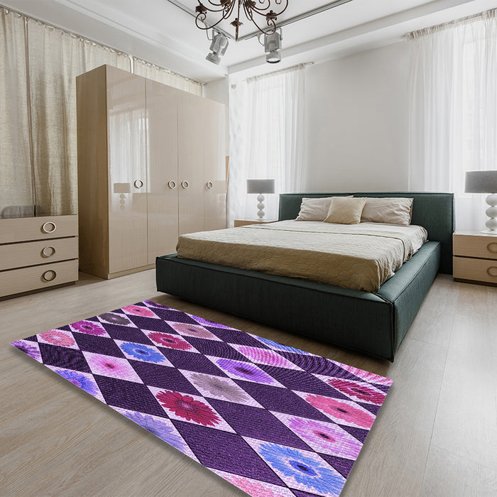 Patterned Purple Rug in a Bedroom, pat887pur