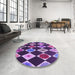 Round Patterned Purple Rug in a Office, pat887pur