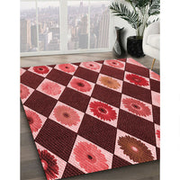 Patterned Cranberry Red Rug, pat887rd