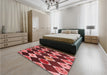 Patterned Cranberry Red Rug in a Bedroom, pat887rd