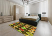 Patterned Red Rug in a Bedroom, pat887yw