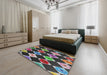 Patterned Dark Gray Novelty Rug in a Bedroom, pat887