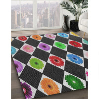 Patterned Dark Gray Novelty Rug, pat887