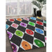 Patterned Dark Gray Novelty Rug in Family Room, pat887