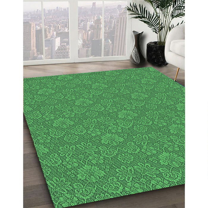 Machine Washable Transitional Forest Green Rug in a Family Room, wshpat889grn