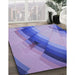 Machine Washable Transitional Bright Lilac Purple Rug in a Family Room, wshpat89blu