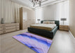 Patterned Bright Lilac Purple Rug in a Bedroom, pat89blu