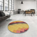 Round Patterned Orange Rug in a Office, pat89brn