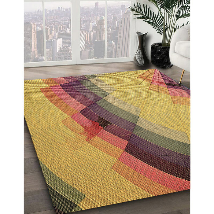 Patterned Orange Rug in Family Room, pat89brn