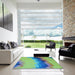 Square Patterned Green Rug in a Living Room, pat89lblu