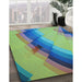 Machine Washable Transitional Green Rug in a Family Room, wshpat89lblu