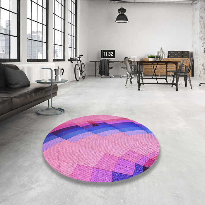 Round Patterned Violet Purple Rug in a Office, pat89pur