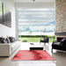 Square Patterned Ruby Red Rug in a Living Room, pat89rd