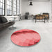 Round Patterned Ruby Red Rug in a Office, pat89rd