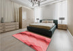 Patterned Ruby Red Rug in a Bedroom, pat89rd