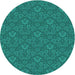 Square Machine Washable Transitional Dark Turquoise Green Rug in a Living Room, wshpat891lblu