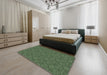 Machine Washable Transitional Dark Forest Green Rug in a Bedroom, wshpat891