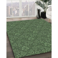 Patterned Dark Forest Green Novelty Rug, pat891