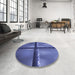 Round Patterned Light Slate Blue Rug in a Office, pat892blu