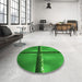 Round Patterned Green Rug in a Office, pat892grn