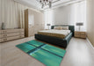Patterned Medium Teal Green Rug in a Bedroom, pat892lblu