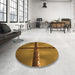 Round Patterned Orange Rug in a Office, pat892org