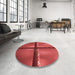 Round Patterned Red Rug in a Office, pat892rd