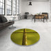 Round Patterned Dark Bronze Brown Rug in a Office, pat892yw